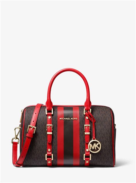 michael kors bedford travel medium|Bedford Travel Medium Logo Stripe Satchel .